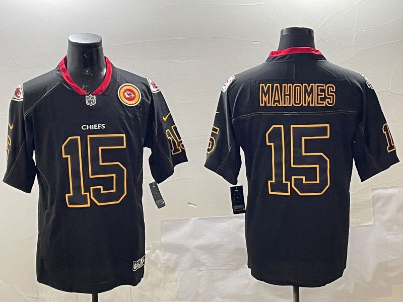 Men Kansas City Chiefs 15 Mahomes Black 2025 Nike Limited NFL Jersey style 4